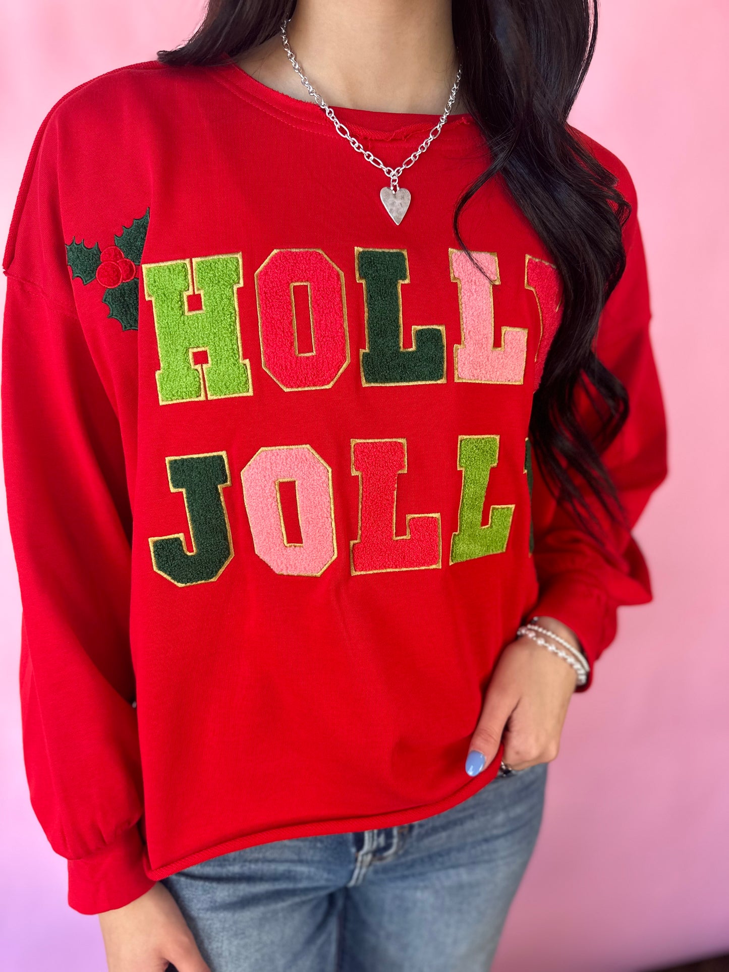 RED HOLLY JOLLY TOP