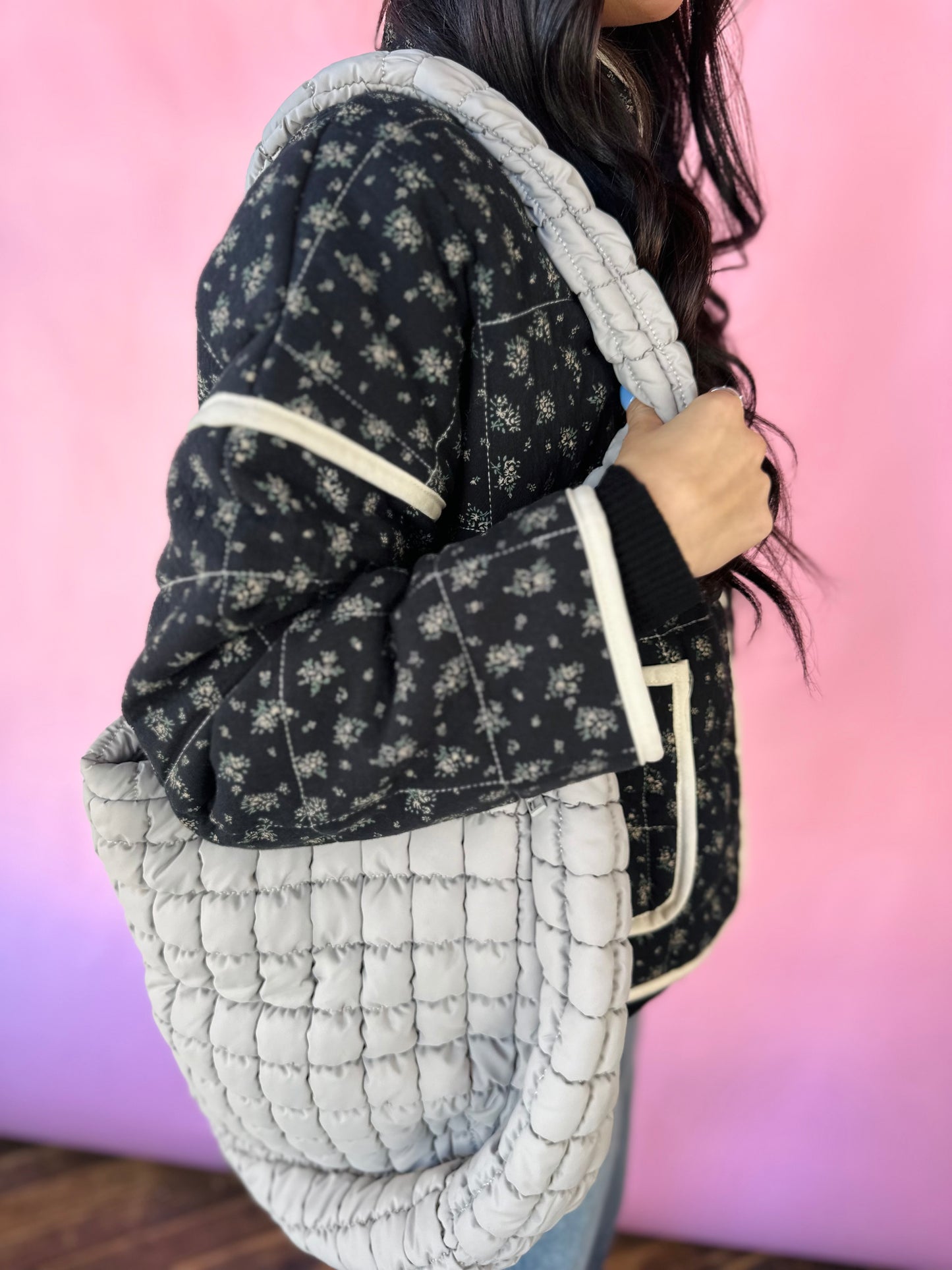 GRAY QUILTED BAG