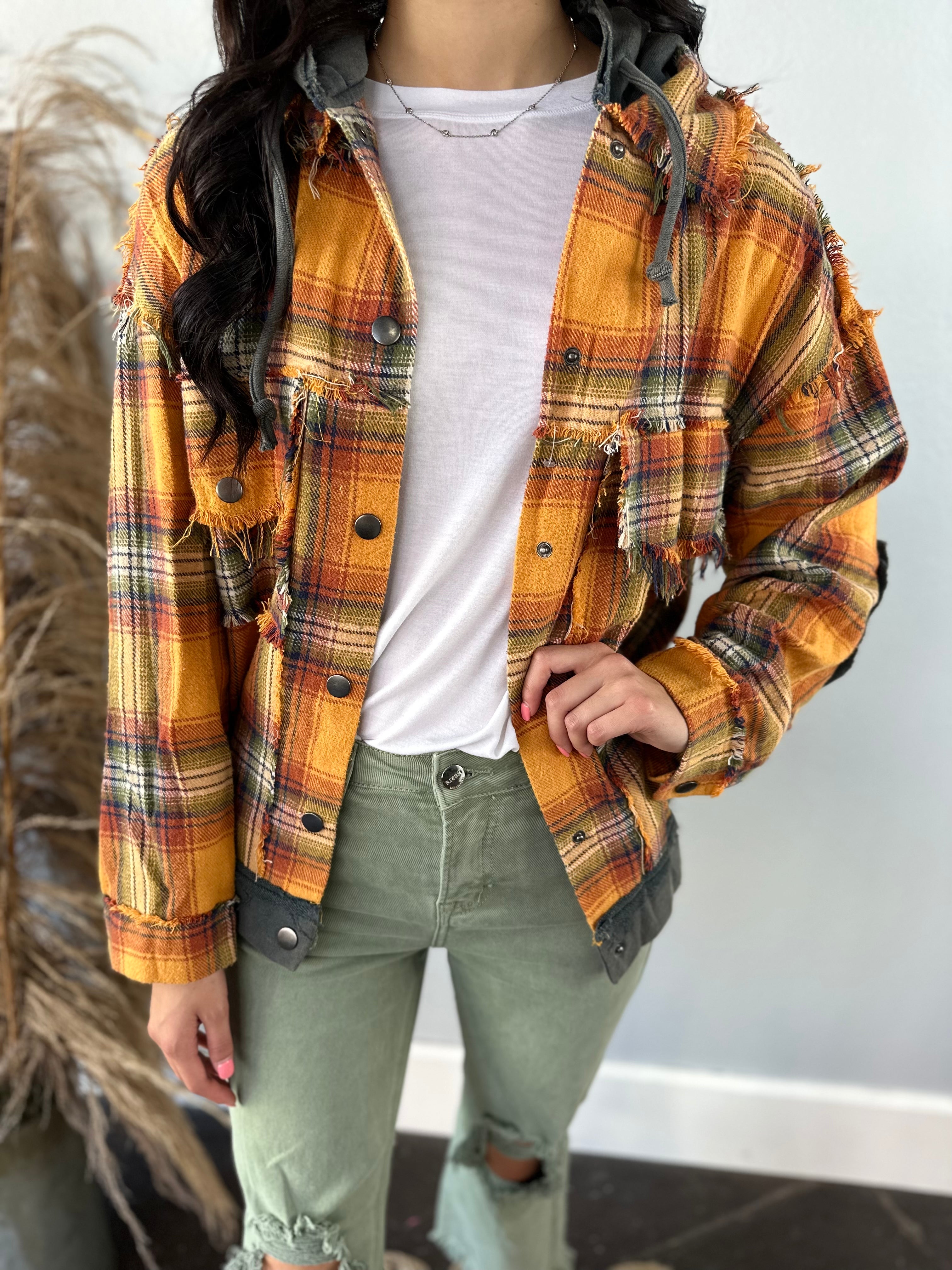 Yellow hooded online flannel