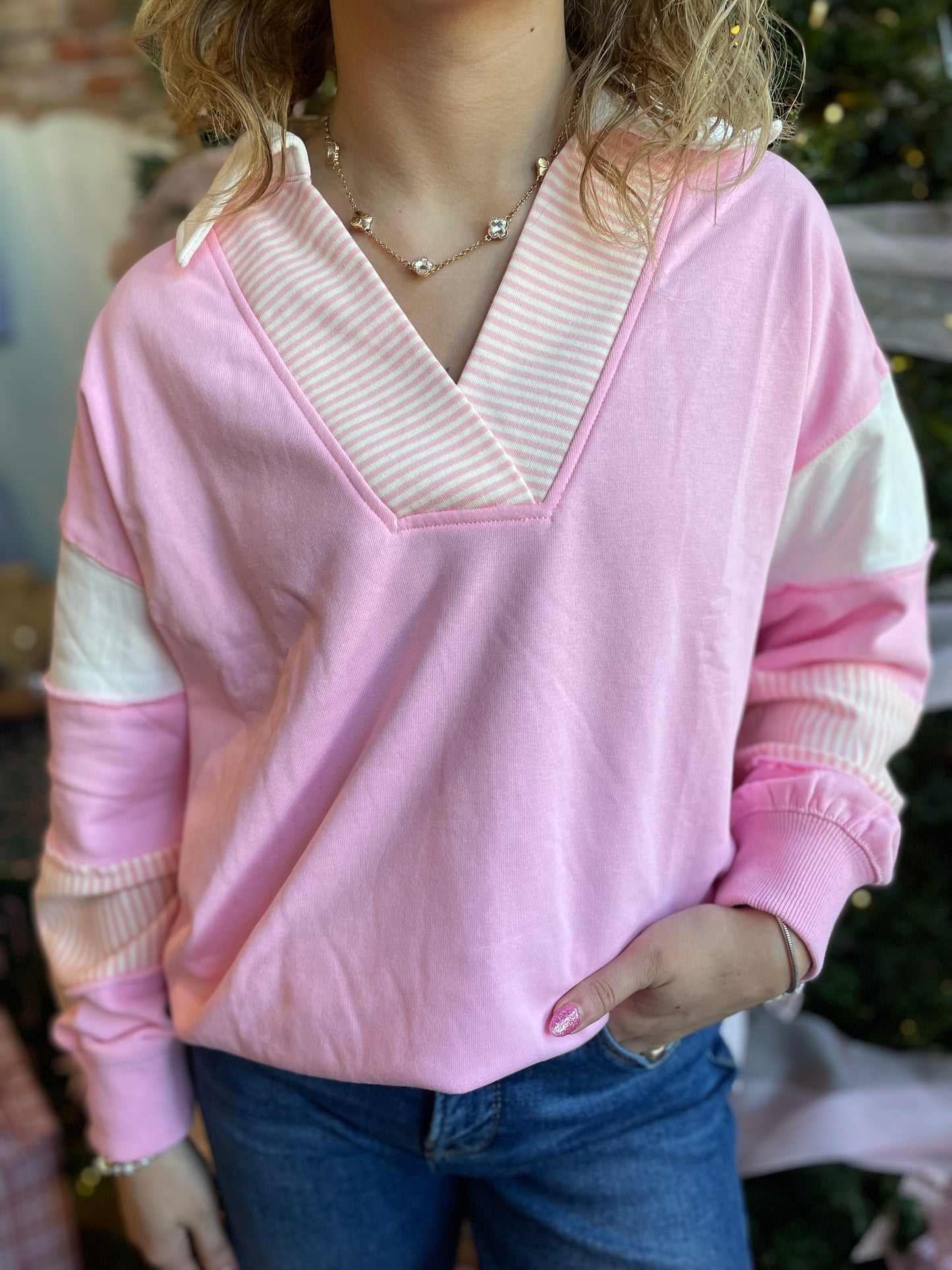 BUBBLEGUM PINK STRIPED TOP