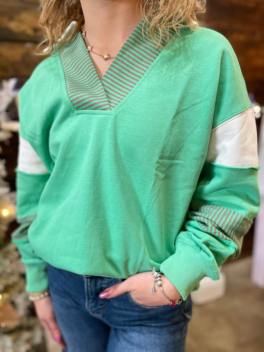 SHAMROCK GREEN STRIPED TOP