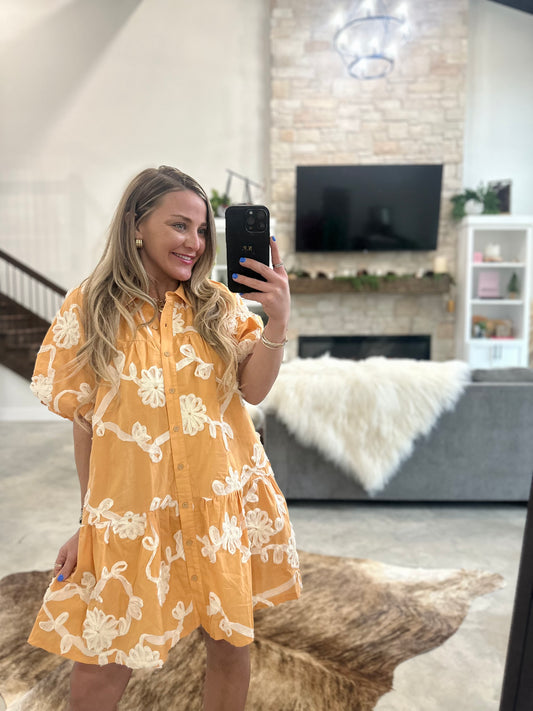 APRICOT FLORAL DRESS