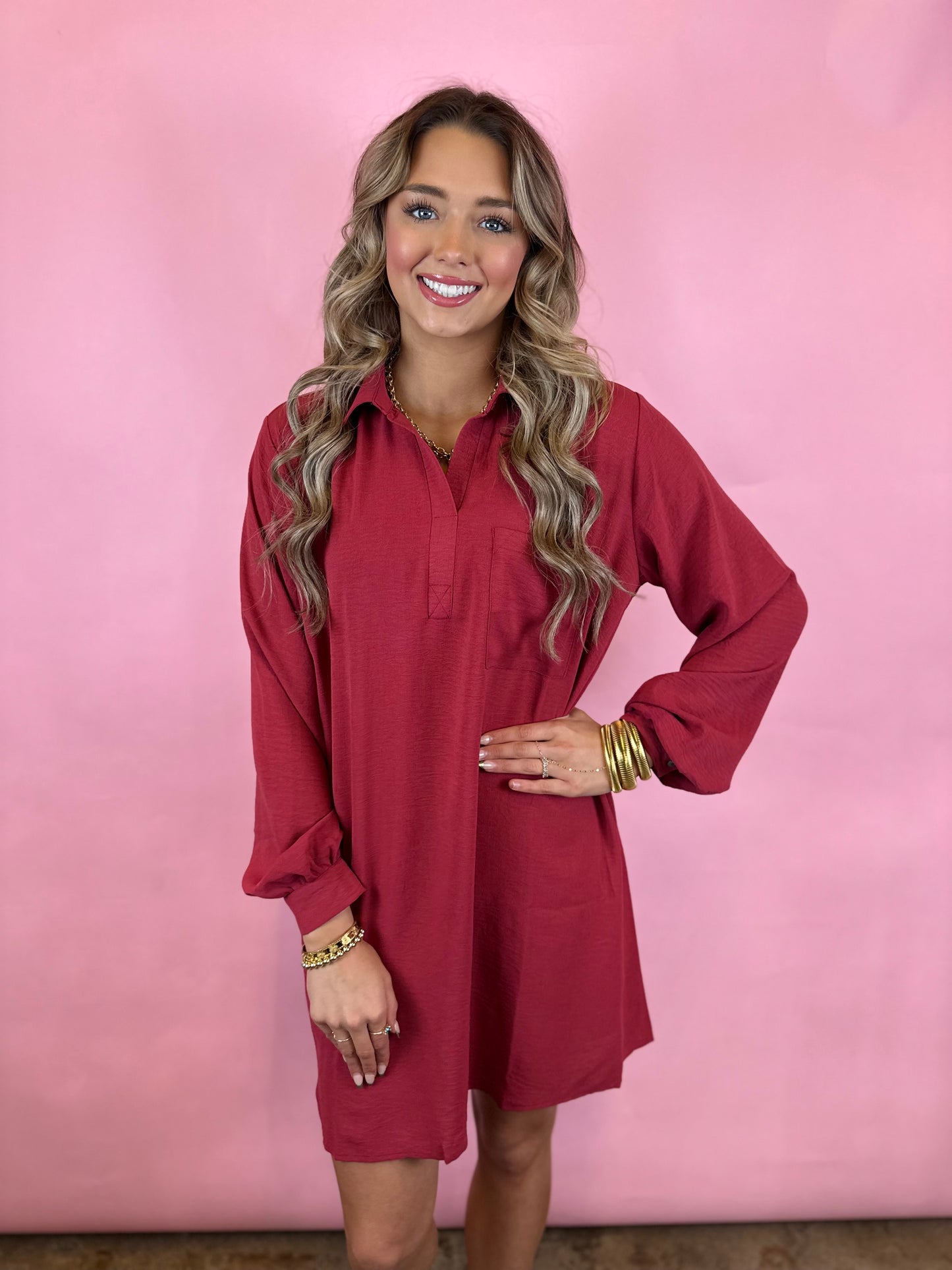 RED BRICK SHIRT DRESS