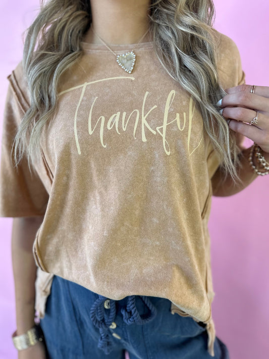 RUST THANKFUL MINERAL WASHED TEE