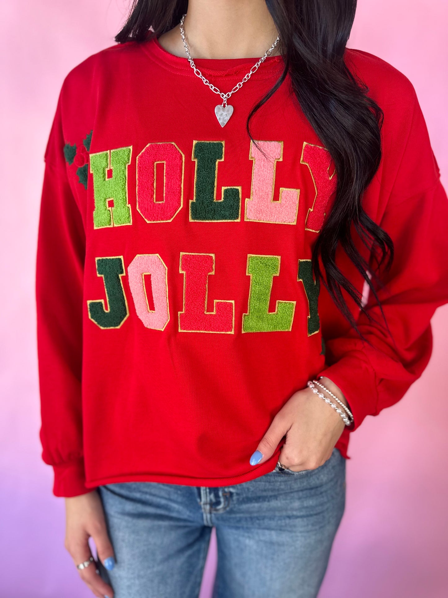 RED HOLLY JOLLY TOP