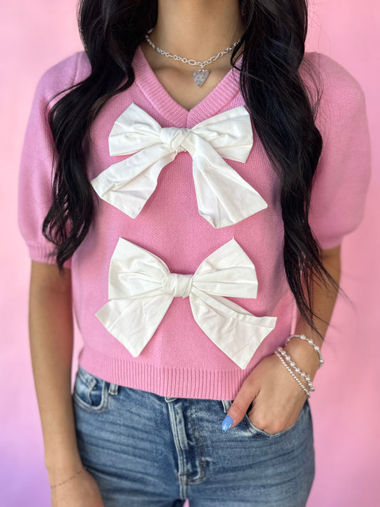 PINK BOW SWEATER TOP