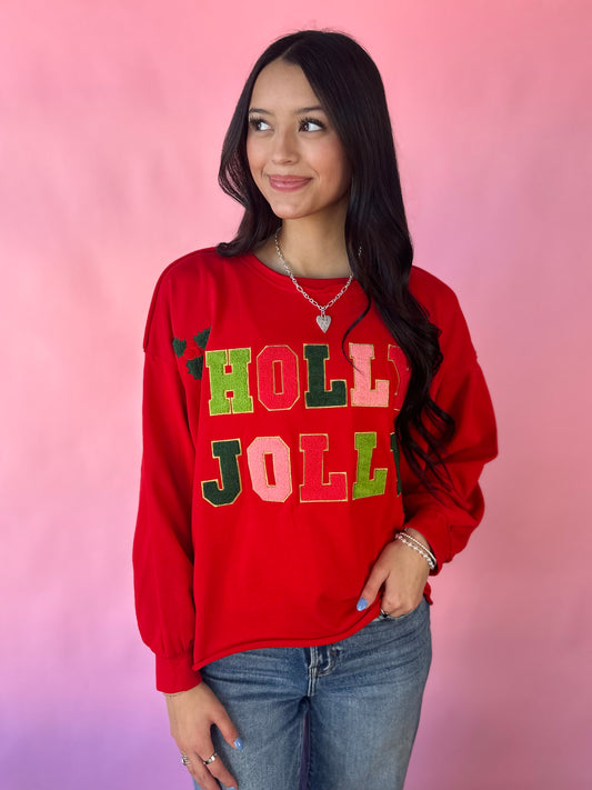 RED HOLLY JOLLY TOP