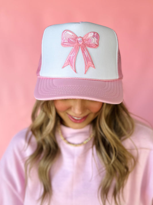 PINK BOW TRUCKER HAT