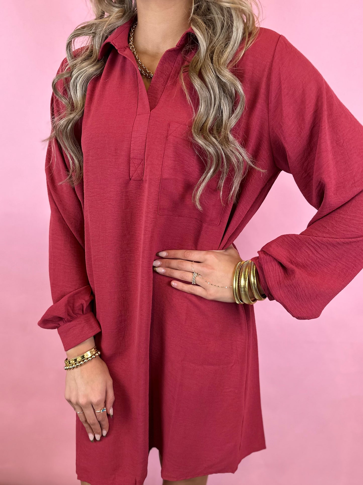 RED BRICK SHIRT DRESS