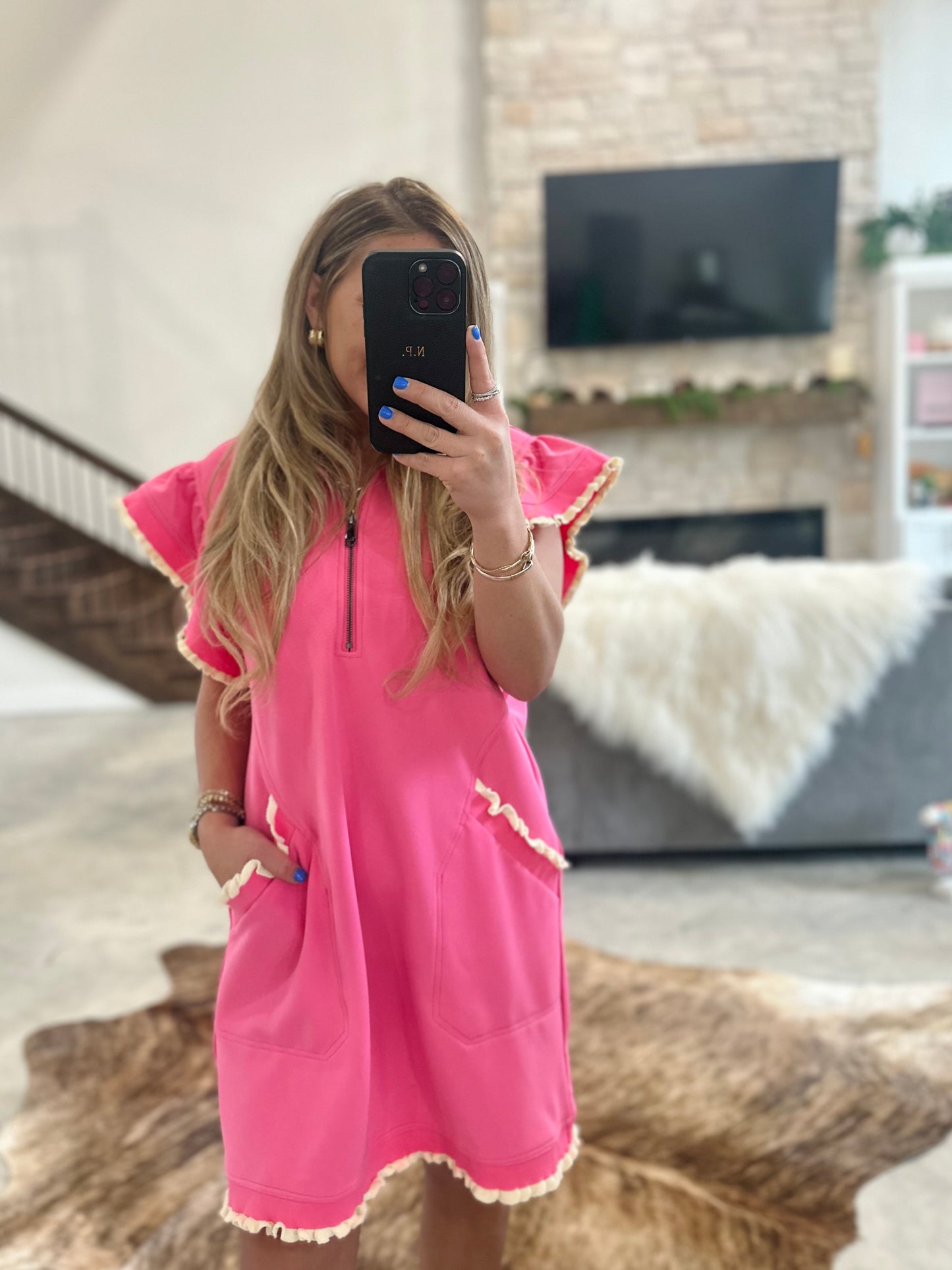 BUBBLEGUM RUFFLE DRESS