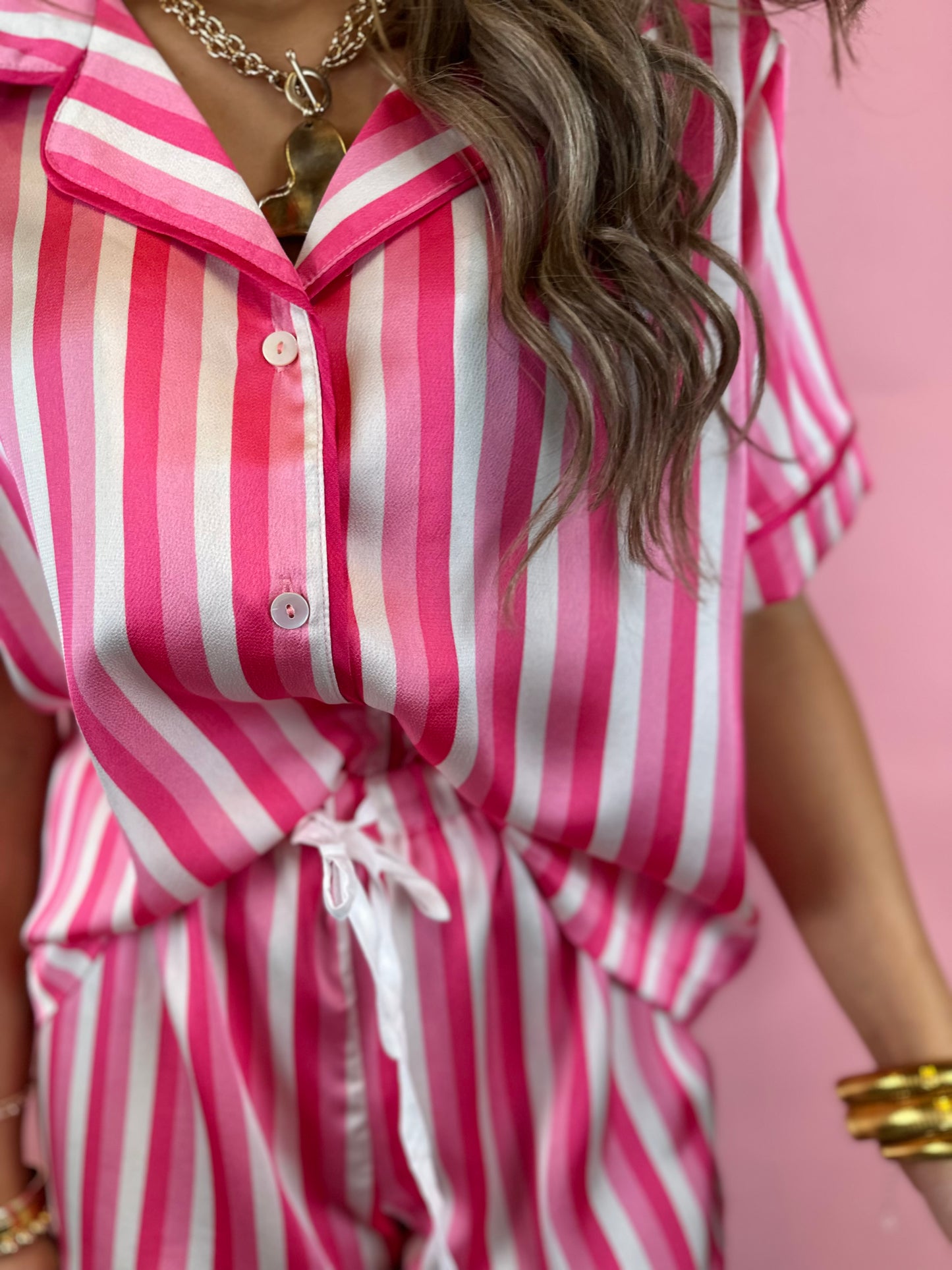 PINK & WHITE STRIPED PJS