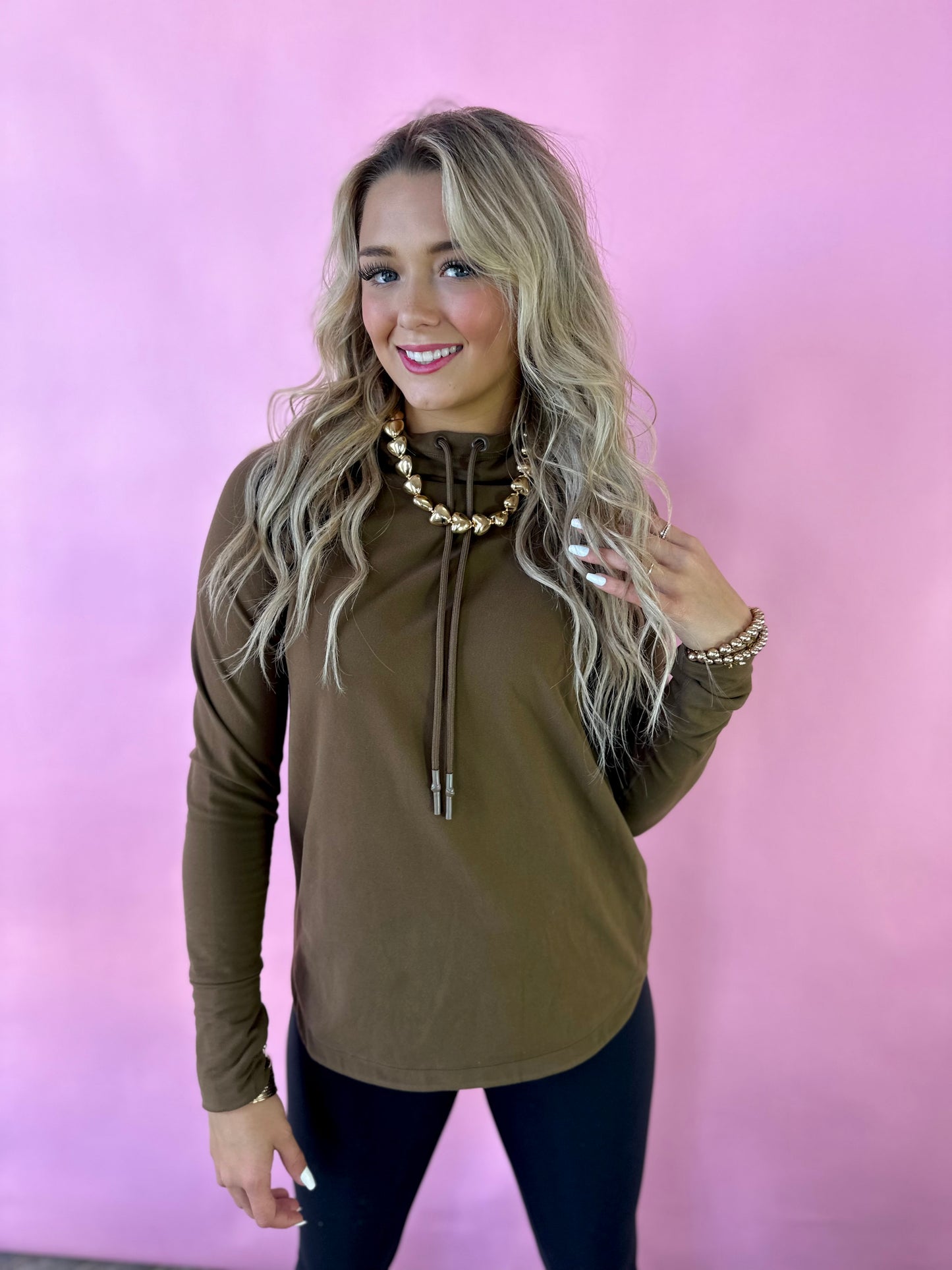 BROWN HOODIE TOP