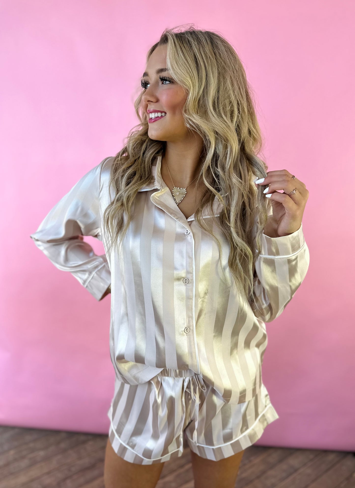 CREAM STRIPED PAJAMA SET