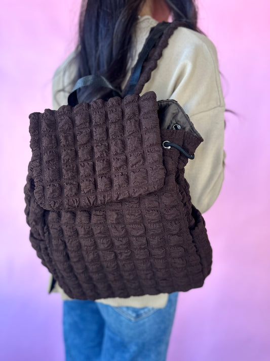 BROWN PUFFER BACKPACK